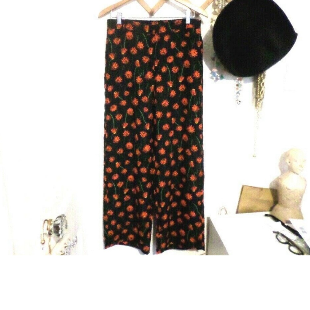 H&M poppy print wide leg trousers